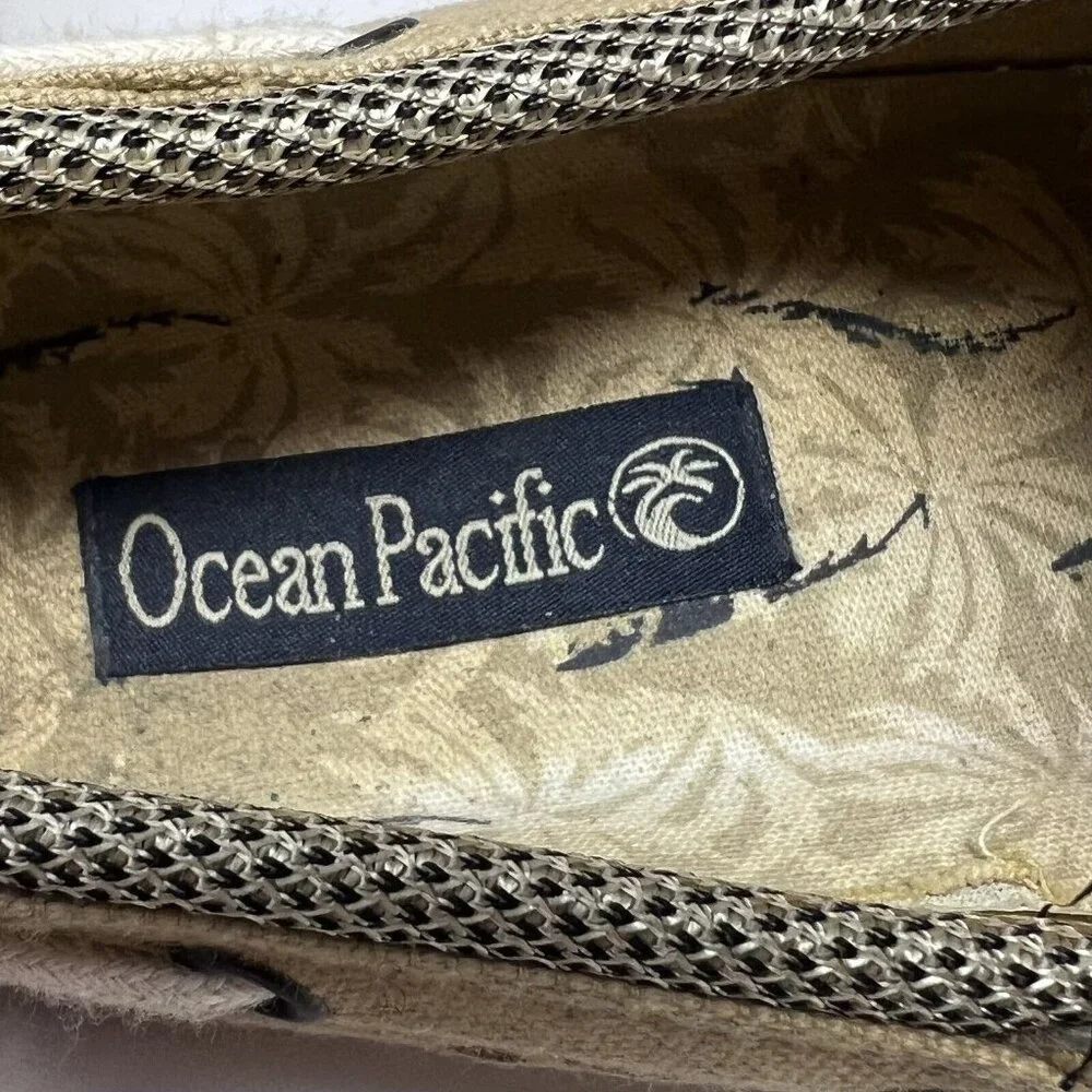 Ocean Pacific OP Spinnaker Deck Boat Tan Shoes Sz 7.5 Style OP1782A Canvas Prep
